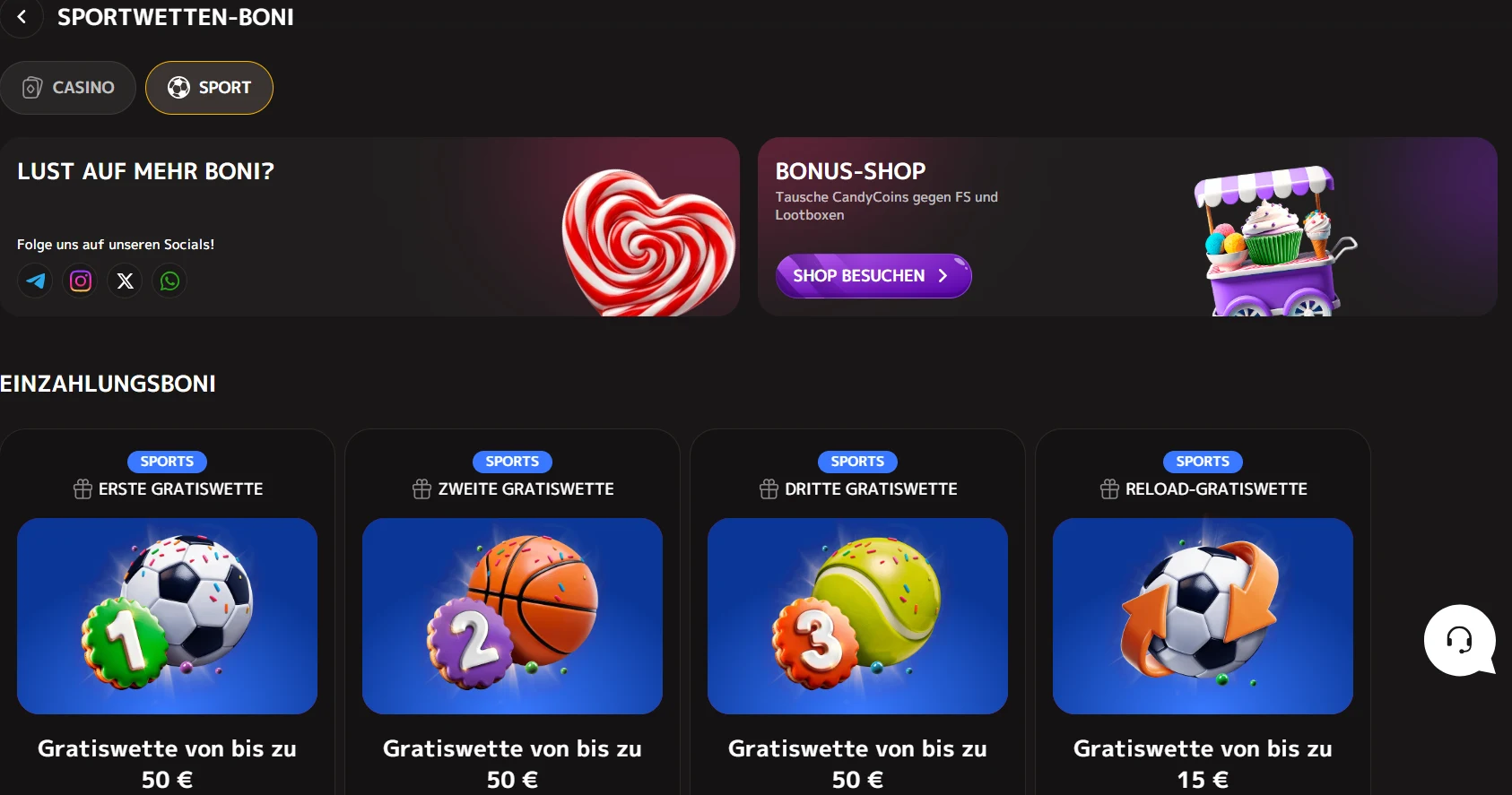 Iris Sportsbook mit Sportmärkten und Wettbereich