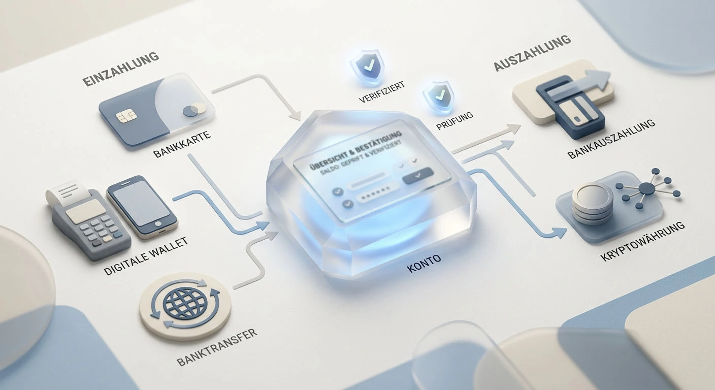 Zahlungswege bei Iris Casino mit Karte, E-Wallet, Banküberweisung und Kryptowährung
